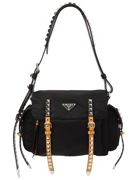 prada studded nylon messenger bag|Prada shoulder crossbody bag.